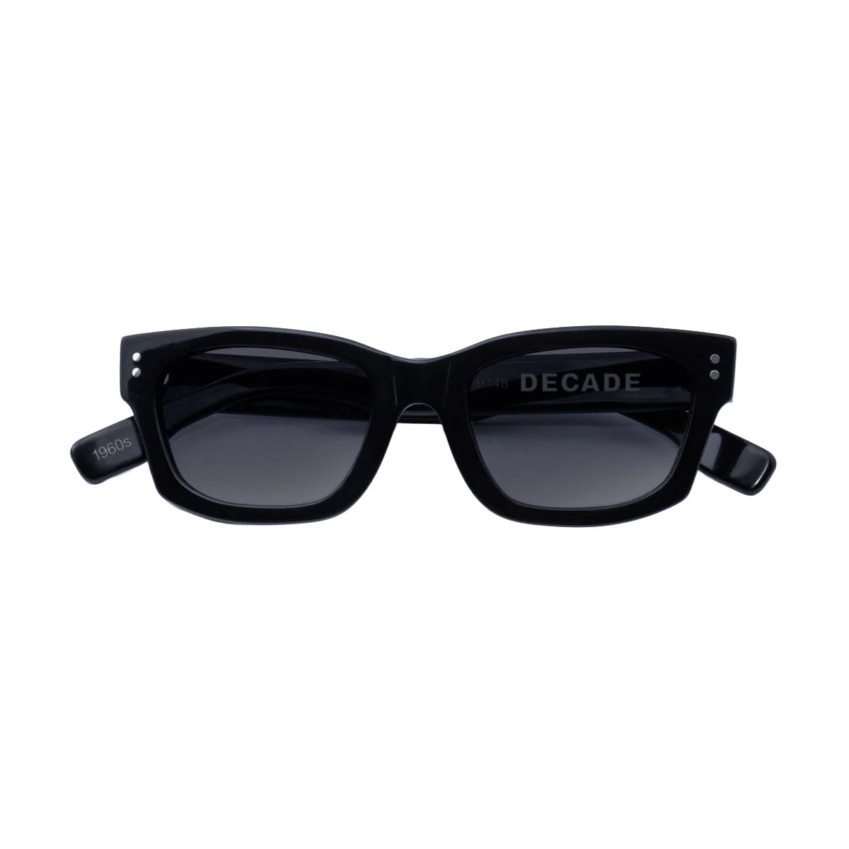 Decade Milton 60s Sunglasses - Gloss Black Acetate/Grey CR39 - Image 4