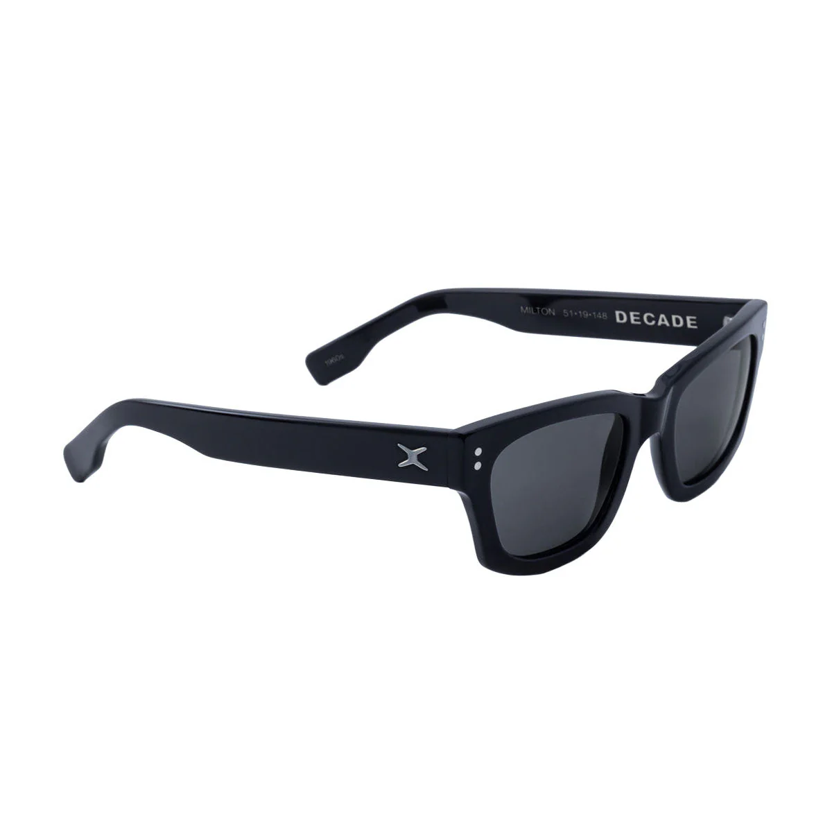 Decade Milton 60s Sunglasses - Gloss Black Acetate/Grey Tac Polarized
