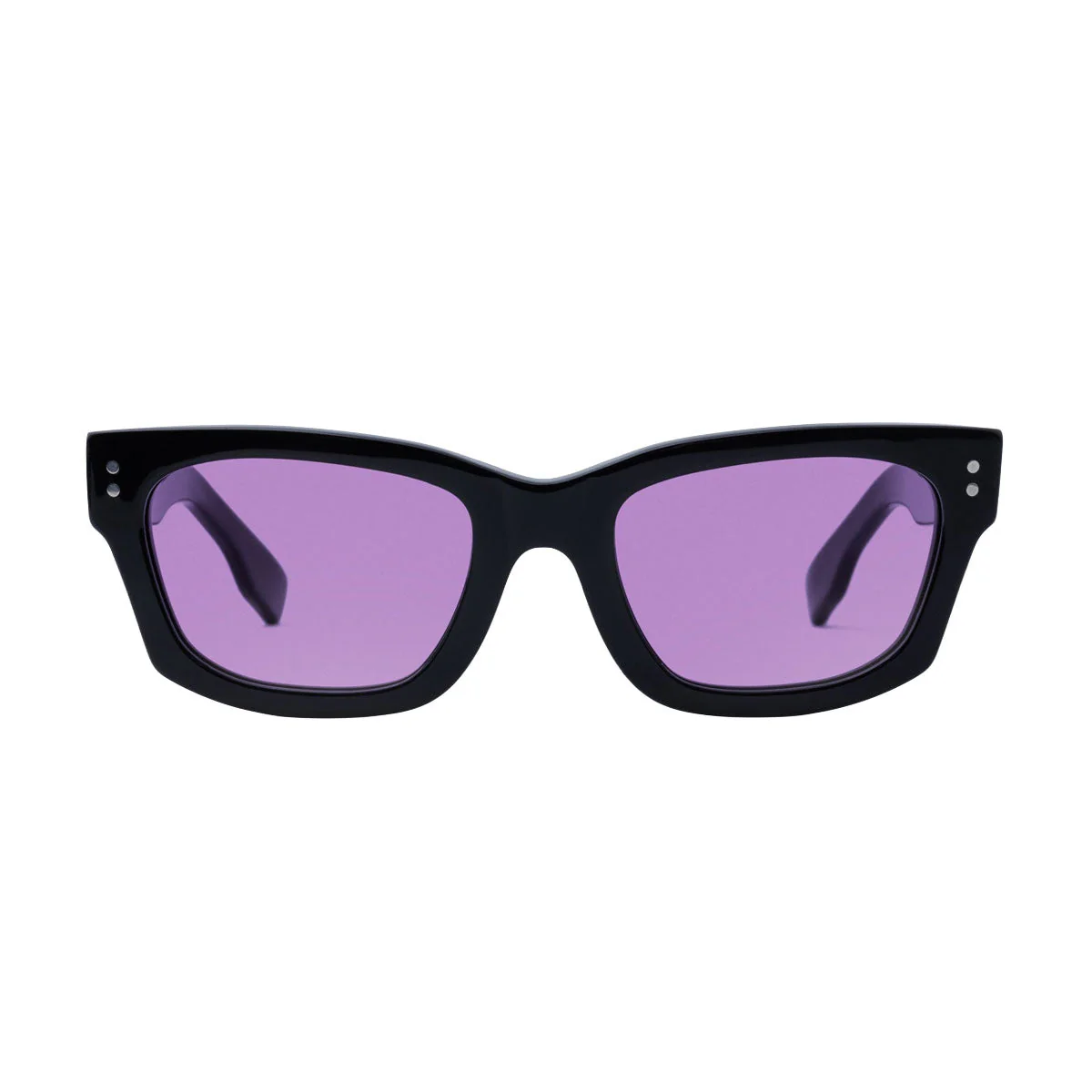 Decade Milton 60s Sunglasses - Gloss Black Acetate/Purple CR39 - Image 2