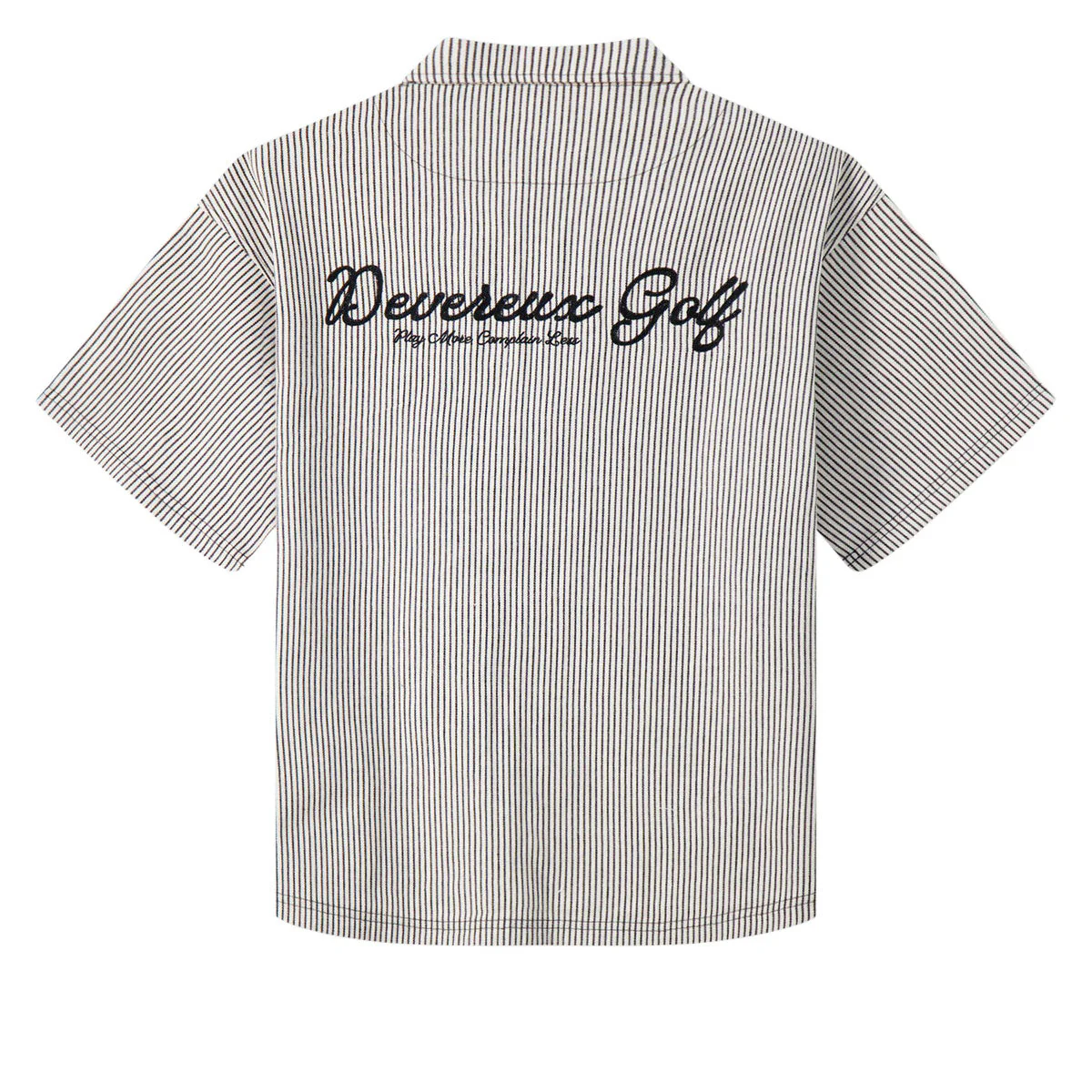 Devereux Mechanic 1/4 Zip Polo Shirt - Faded Black Pinstripe - Image 2