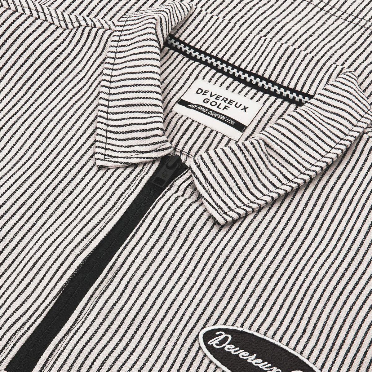 Devereux Mechanic 1/4 Zip Polo Shirt - Faded Black Pinstripe - Image 3