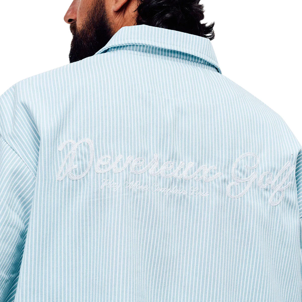 Devereux Mechanic 1/4 Zip Polo Shirt - Marine Layer Pinstripe - Image 5
