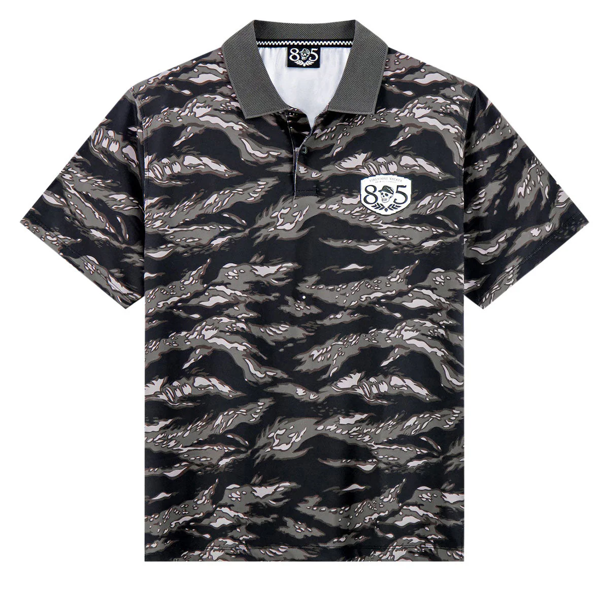 Devereux x 805 Tiger Stripe Polo Shirt - Black Tiger