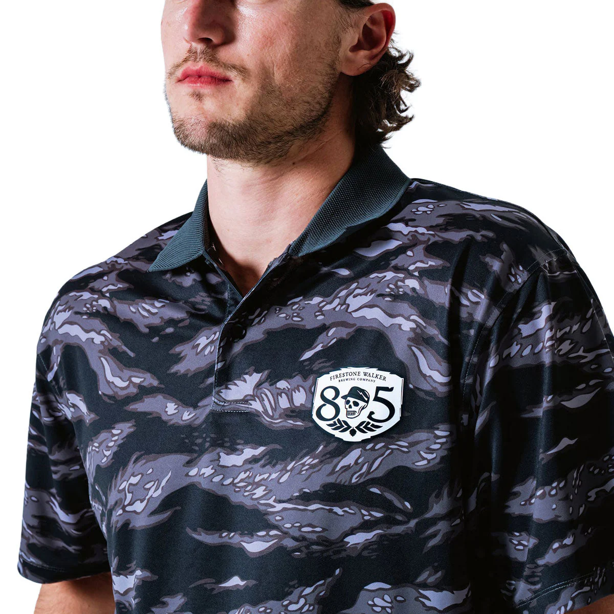 Devereux x 805 Tiger Stripe Polo Shirt - Black Tiger - Image 4
