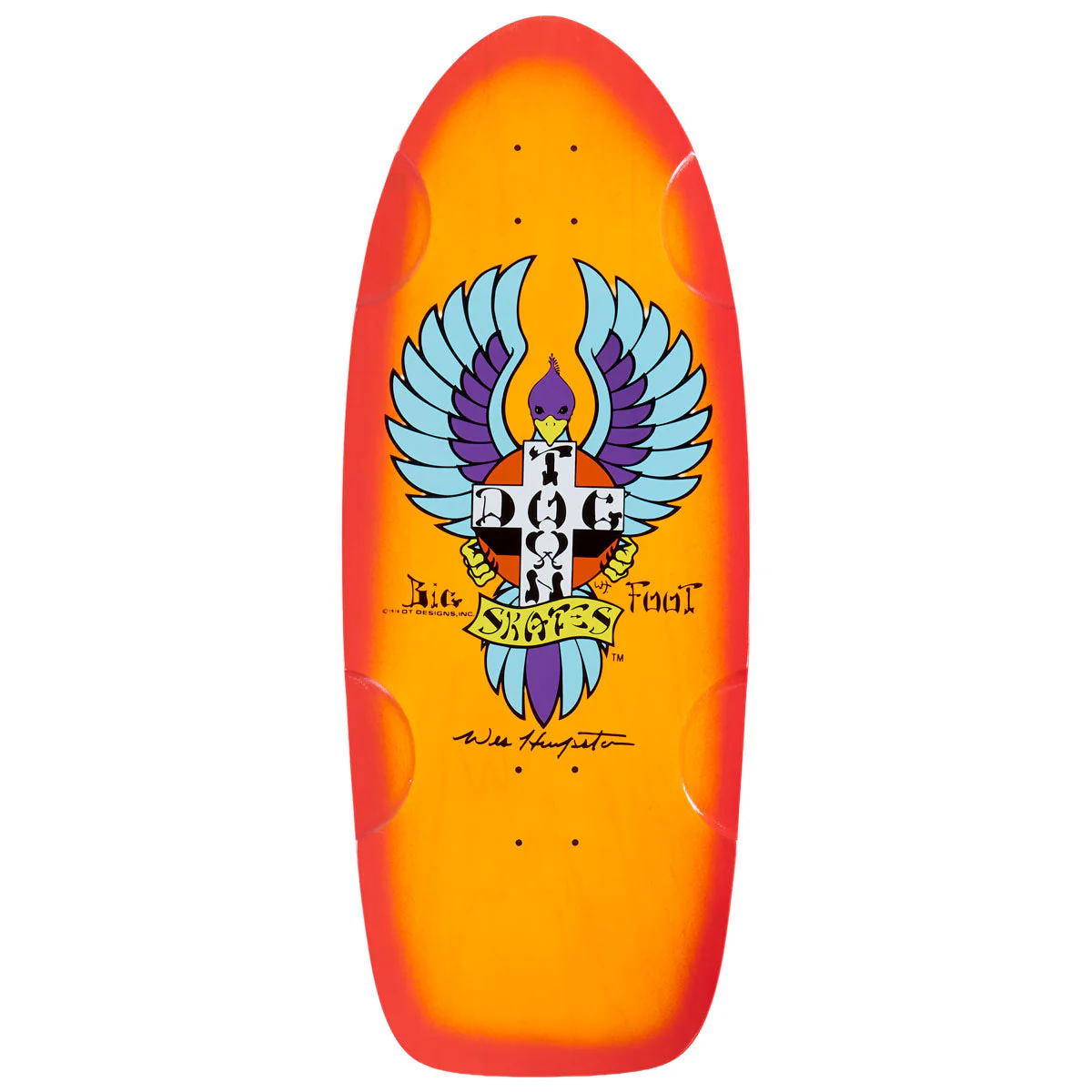 Dogtown Big Foot OG 70s Classic Skateboard Deck - Transparent Orange/Red Fade - 11.788"