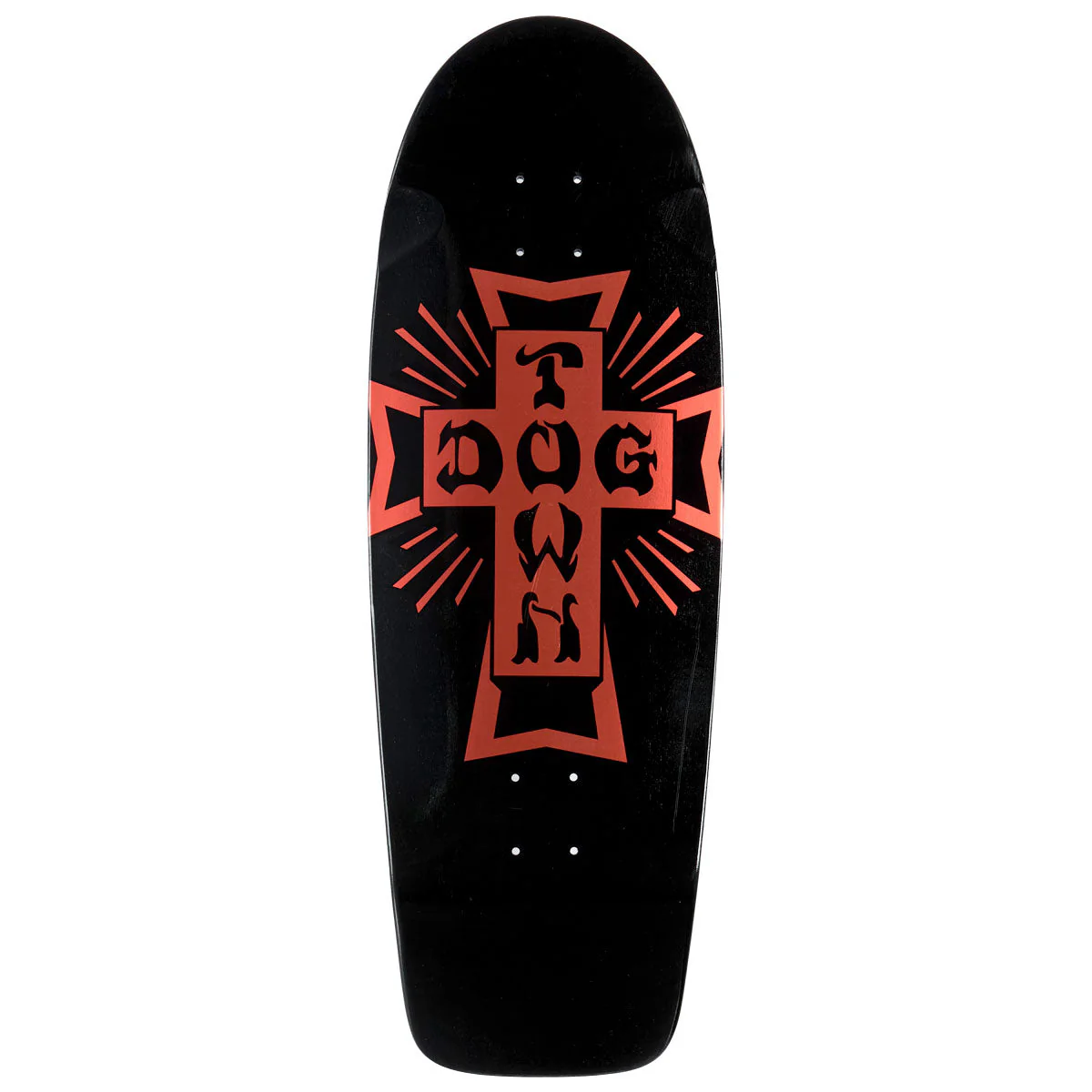 Dogtown Cross Logo 70s Rider Skateboard Deck - Gloss Black/Metallic Red Cross - 10.00"