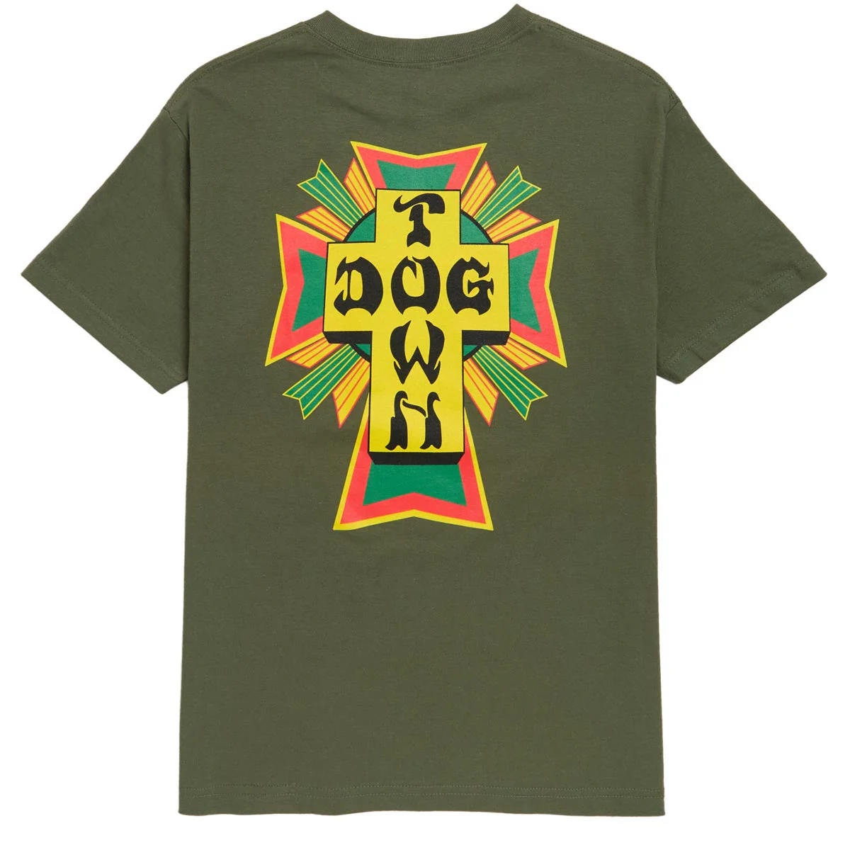 Dogtown Cross Logo Rasta T-Shirt - Olive