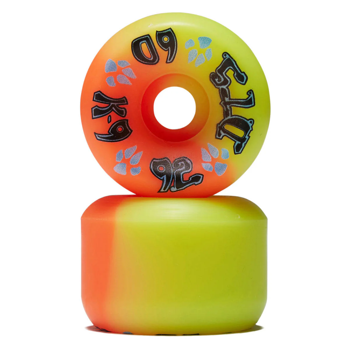 Dogtown K-9 80s 92a Skateboard Wheels - Neon Yellow/Neon Orange - 60mm - Image 2