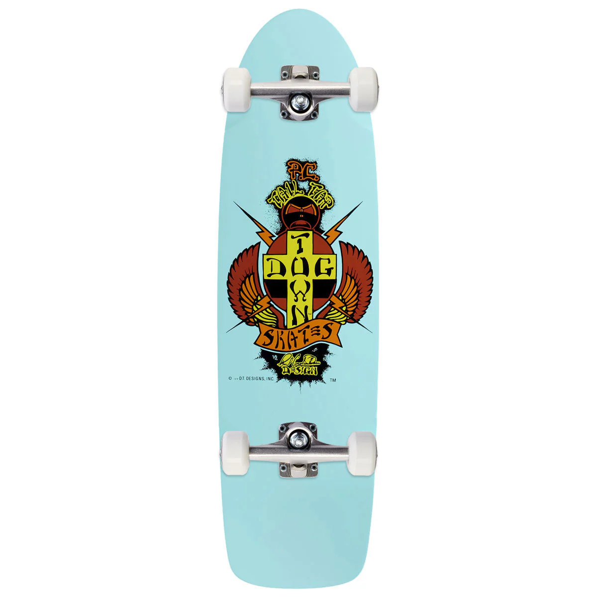 Dogtown PC Tail Tap OG 70s Classic Skateboard Complete - Sky Blue Full Dip - 8.375"