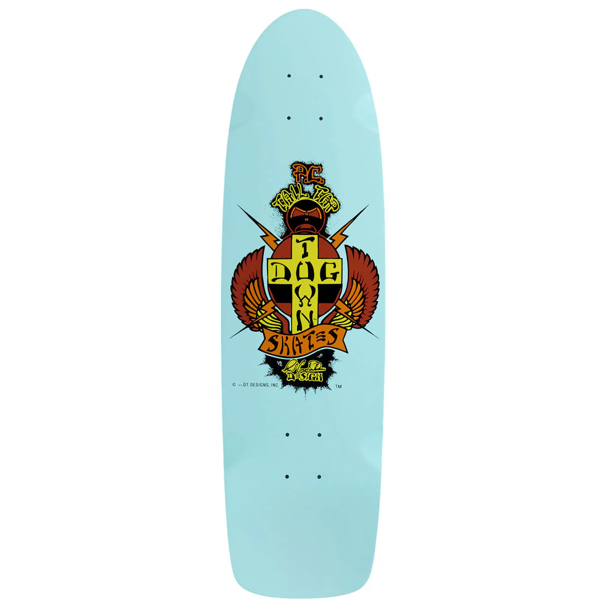Dogtown PC Tail Tap OG 70s Classic Skateboard Deck - Sky Blue Full Dip - 8.375"