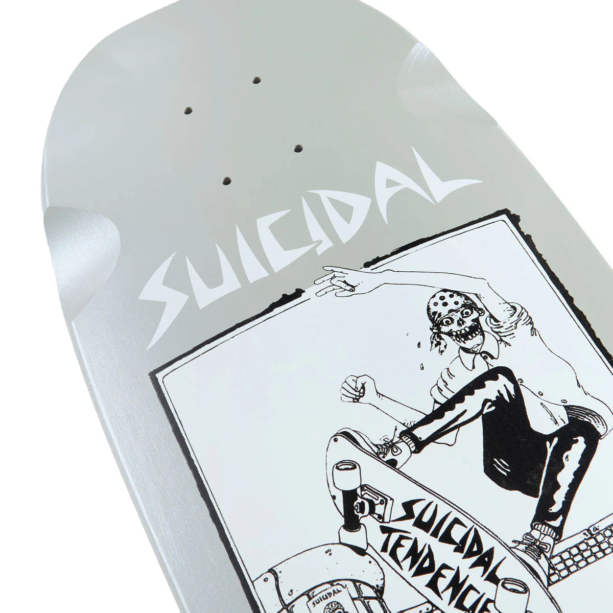 Dogtown x Suicidal Skates Pool Skater 80s Reissue Skateboard Deck - Grey Full Dip/Blue Pearl - 10.125" - Image 3