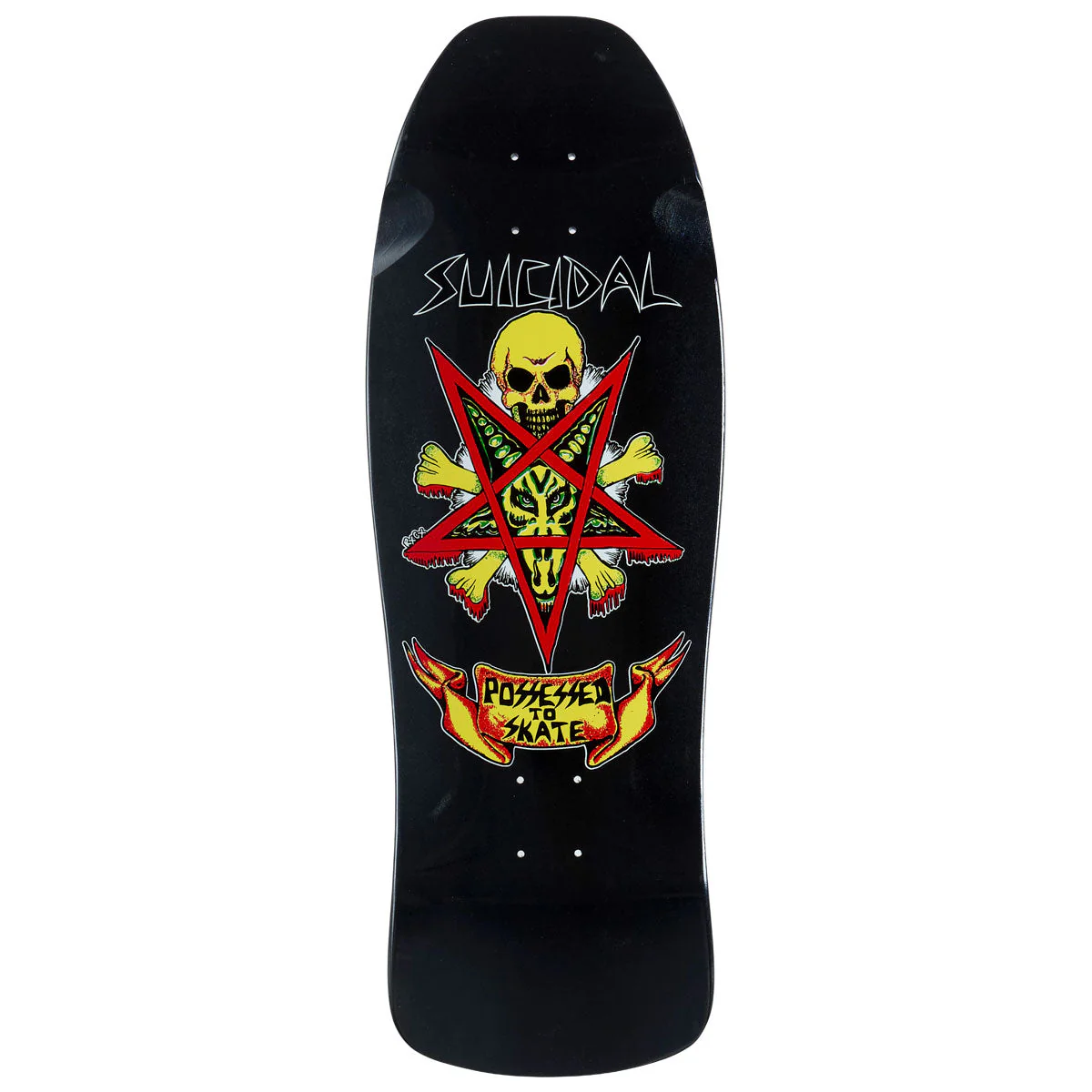 Dogtown x Suicidal Skates Possessed To Skate 80s Reissue Skateboard Deck - Black Gloss/Diamond Ice - 10.00"