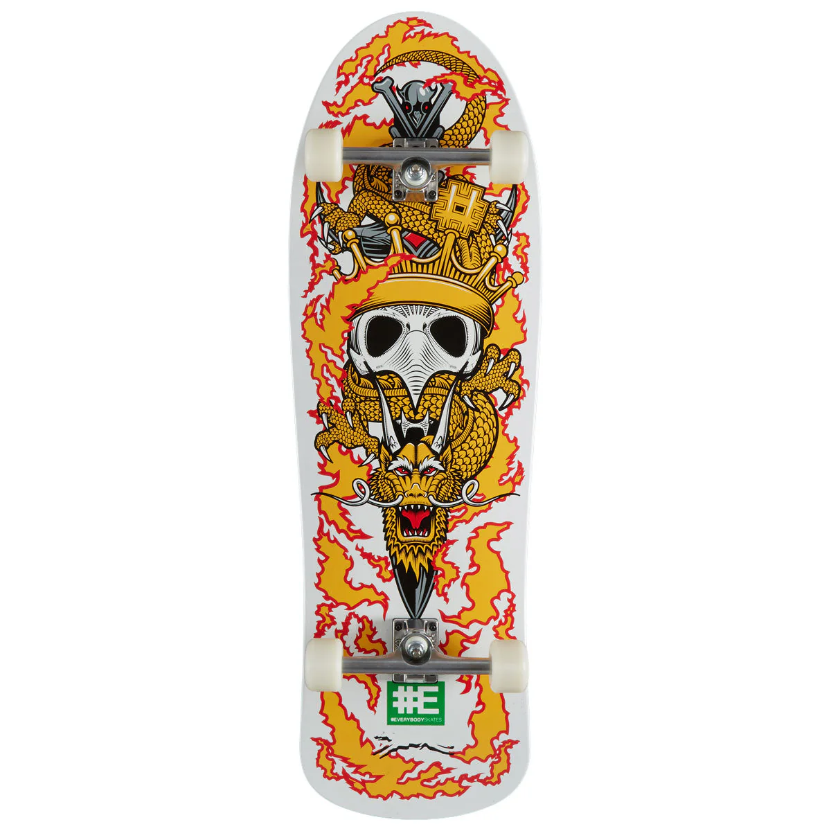 EVERYBODYSKATES BB Kings Big Board 40" Pre-Built Skateboard Complete - White