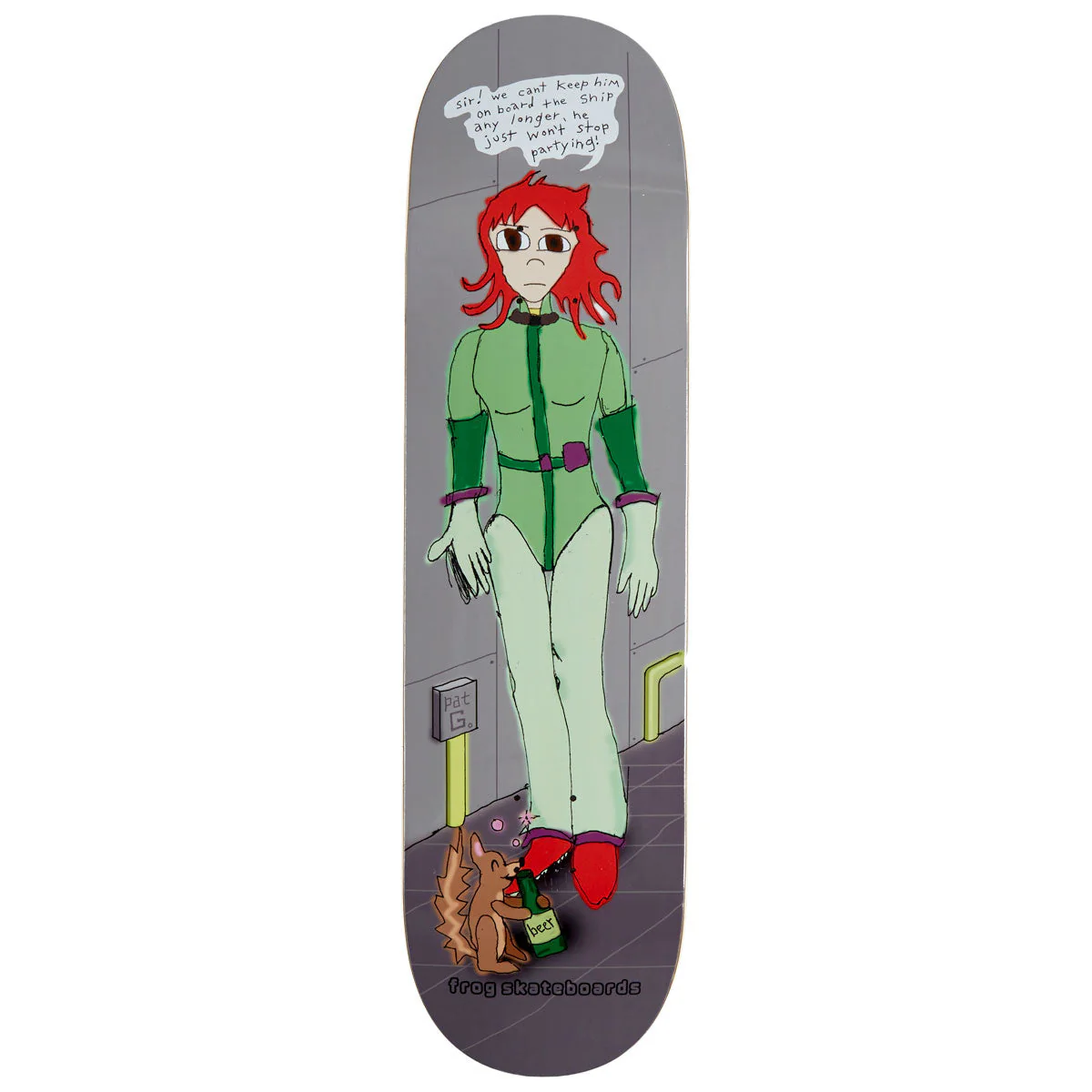 Frog Party Squirrel Pat G Skateboard Deck - 8.38"