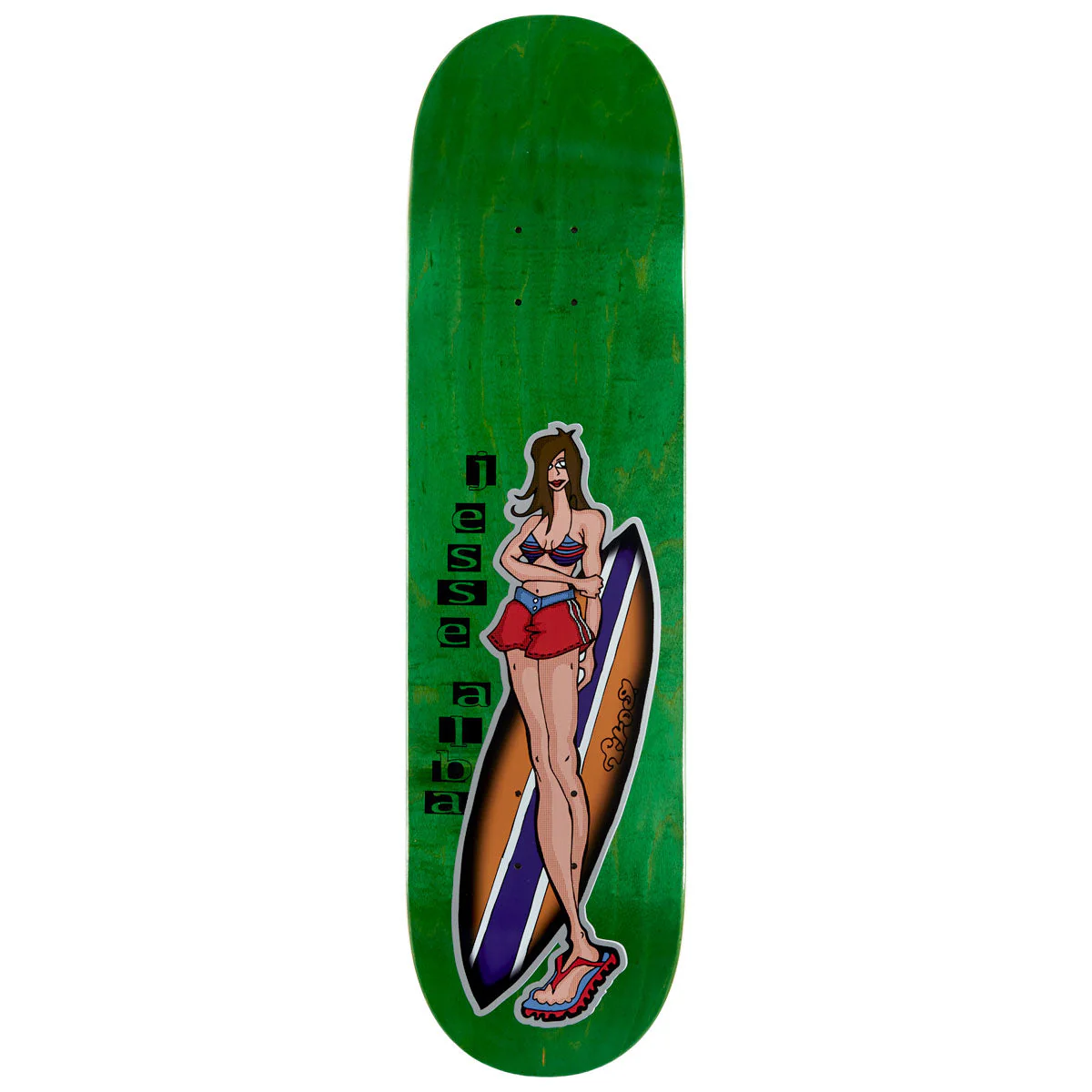 Frog Surfer Girl Jesse Alba Skateboard Deck - 8.25"