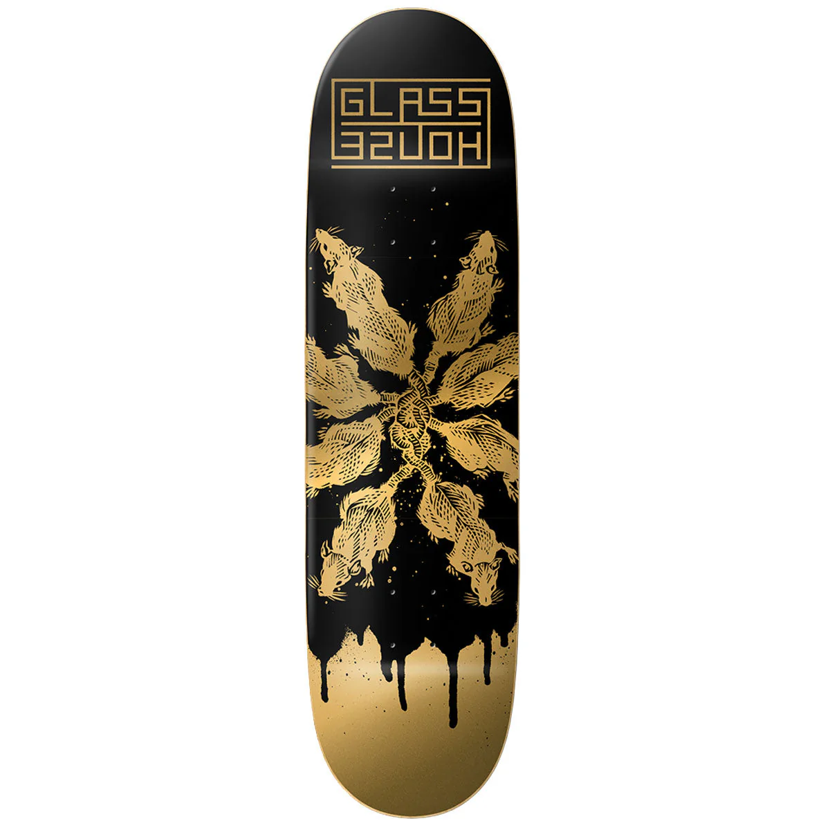Glass House Rats Skateboard Deck - Black/Gold - 9.00"