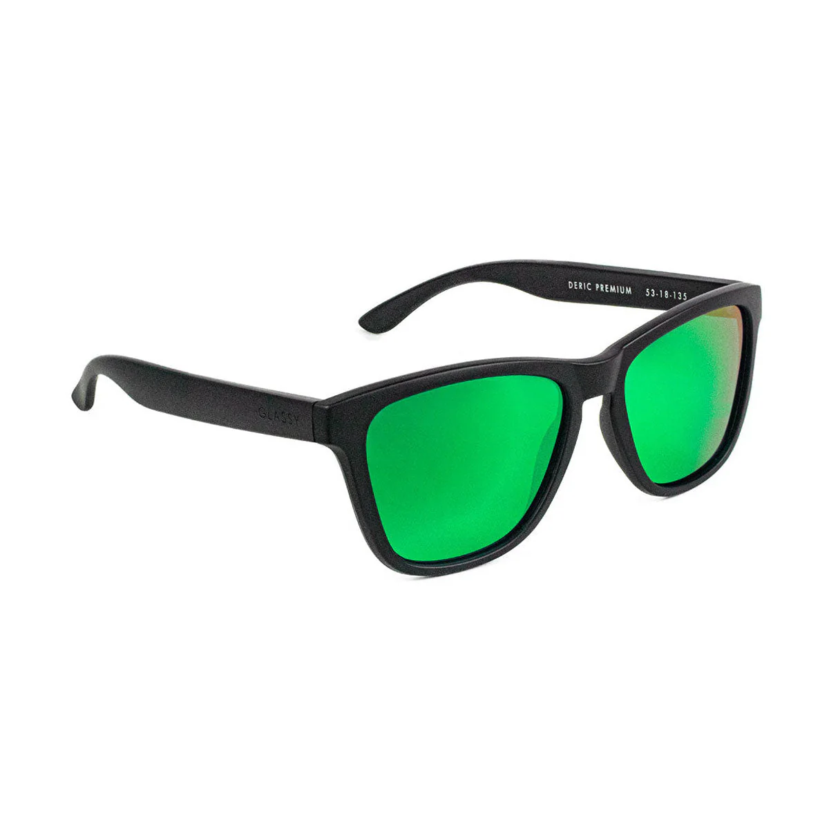 Glassy Deric Premium Polarized Sunglasses - Matte Black/Green Mirror