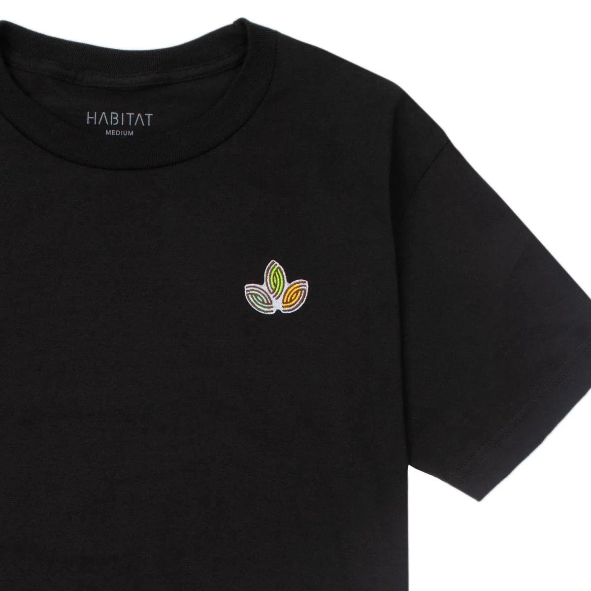 Habitat Leaves Embroidery T-Shirt - Black - Image 2