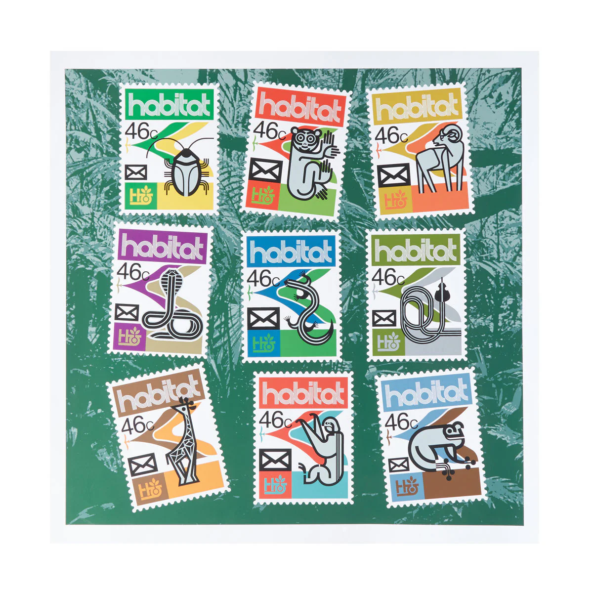 Habitat Postage Montage Poster - 18x24