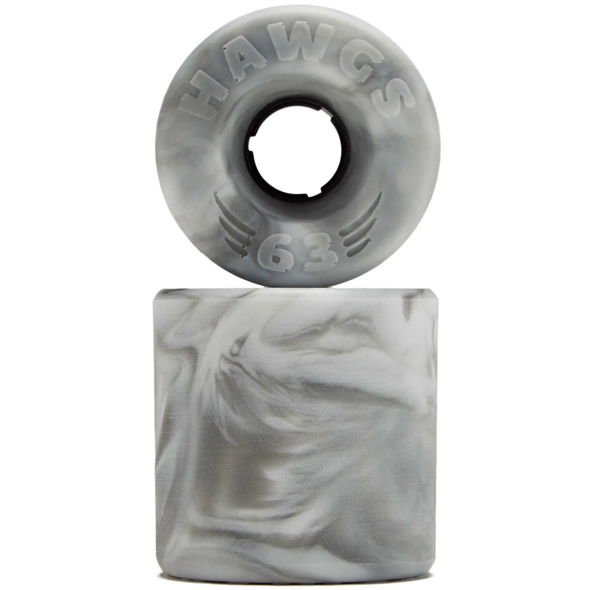 Hawgs Doozies 78a Stone Ground Longboard Wheels - Grey/White Swirl - 63mm - Image 2