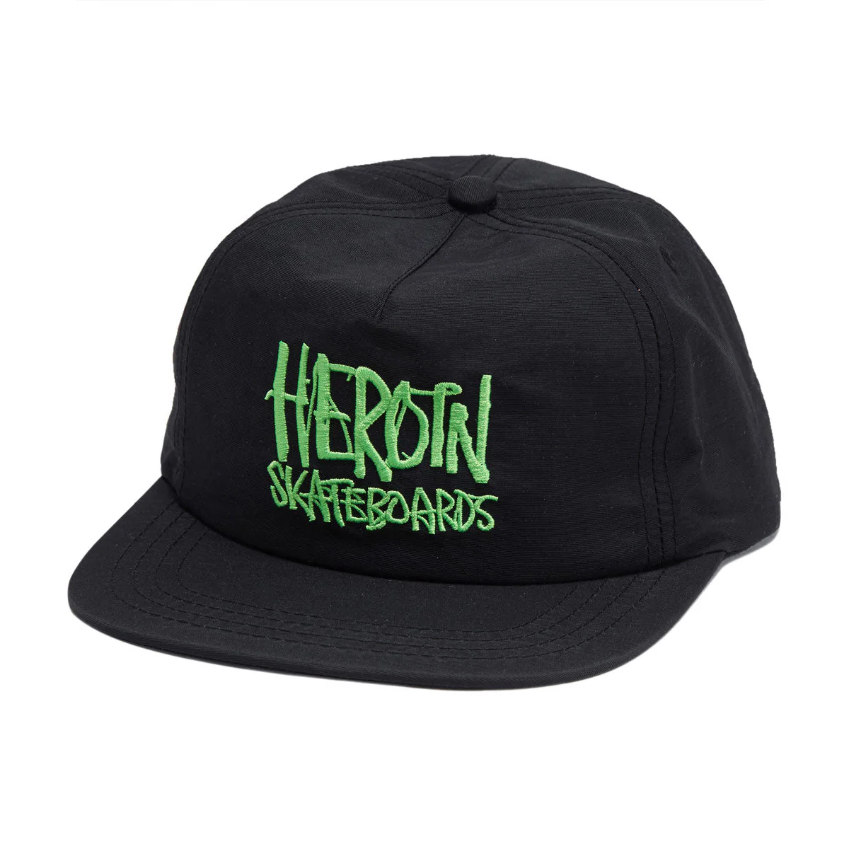 Heroin Script Nylon Snapback Hat - Black/Green