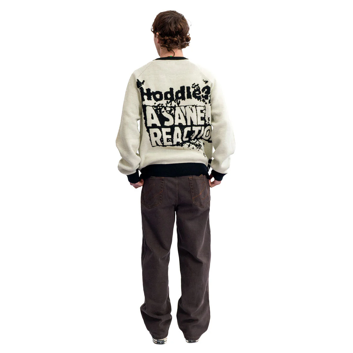 Hoddle Sane Reaction Knit Sweater - White/Black - Image 4
