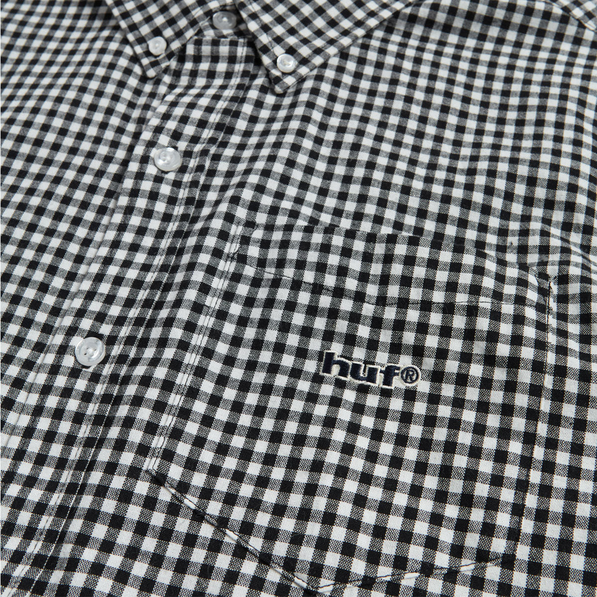 HUF 89 Micro Gingham Oxford Shirt - Black/White - Image 3