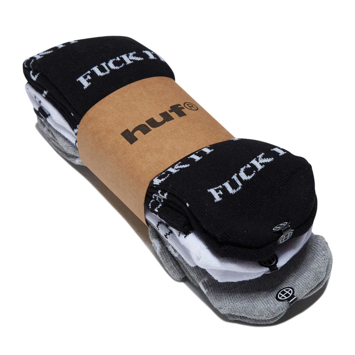 HUF Fuck It 3 Pack Of Socks - White/Black/Heather - Image 2