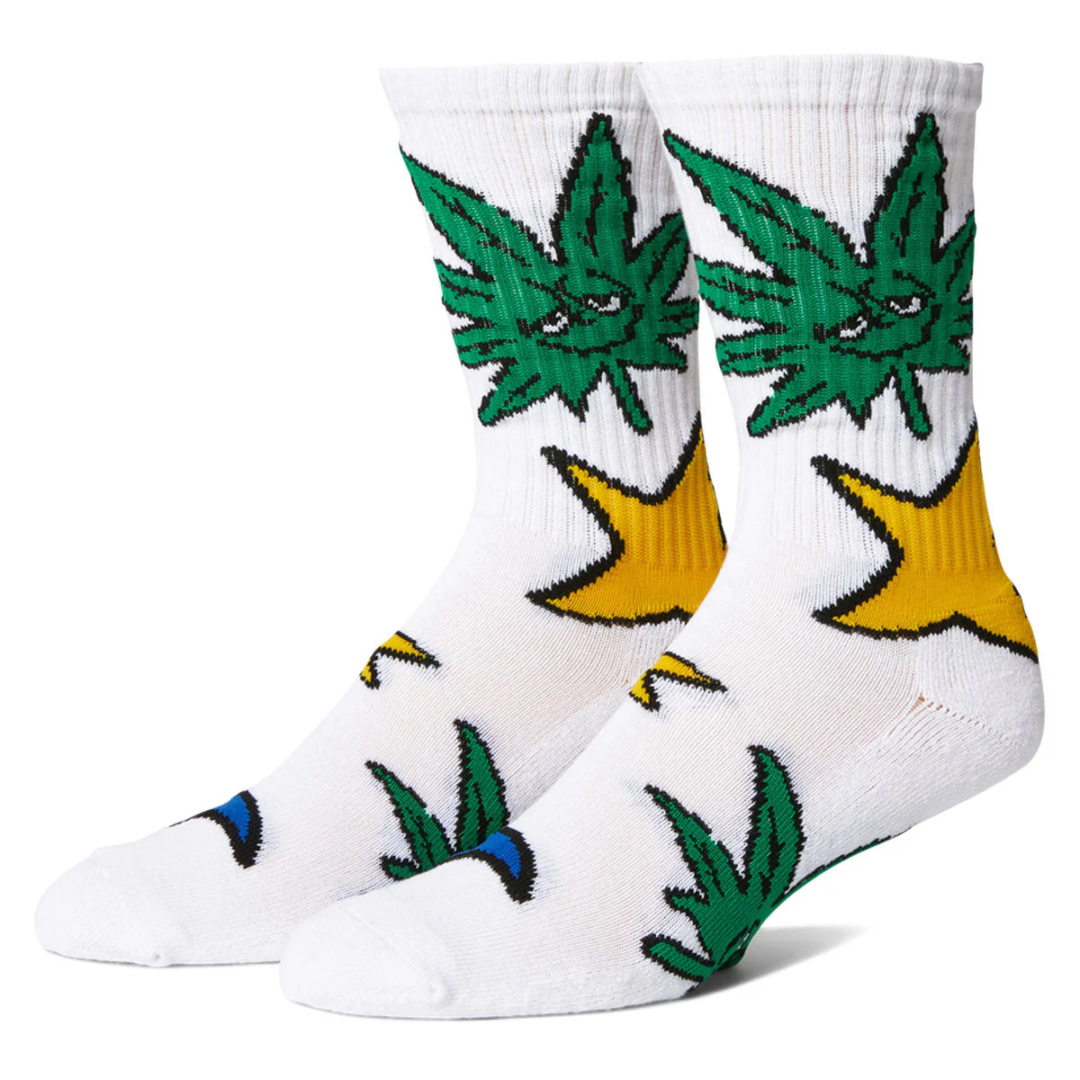 HUF Green Buddy Star Sign Socks - White
