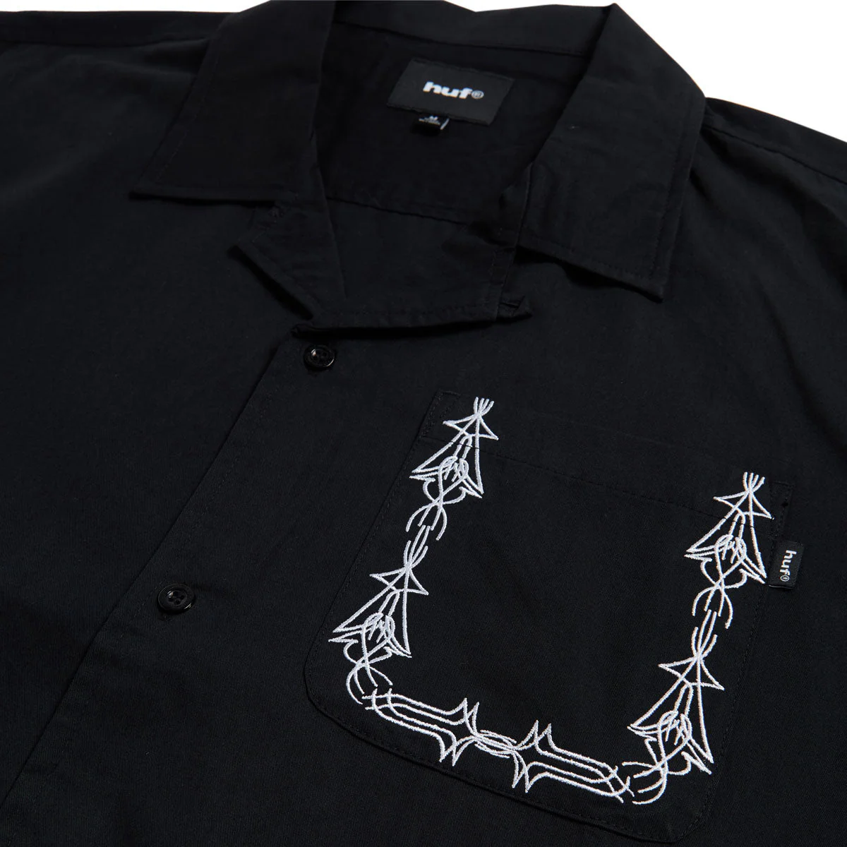 HUF Pinstripe Emb Resort Shirt - Black - Image 3