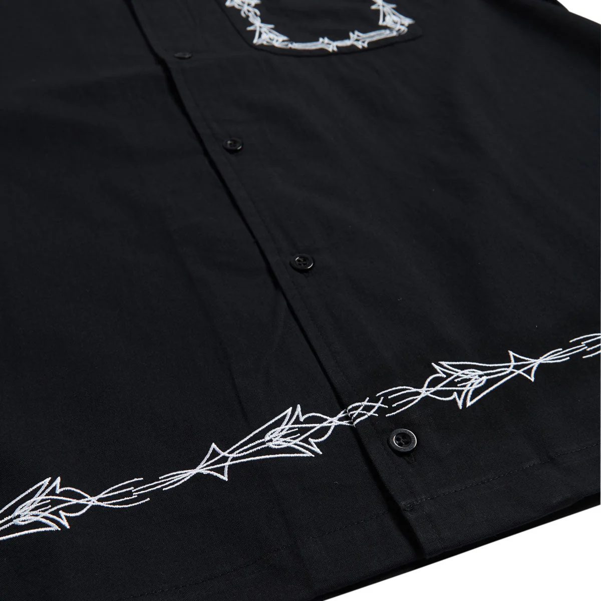 HUF Pinstripe Emb Resort Shirt - Black - Image 4