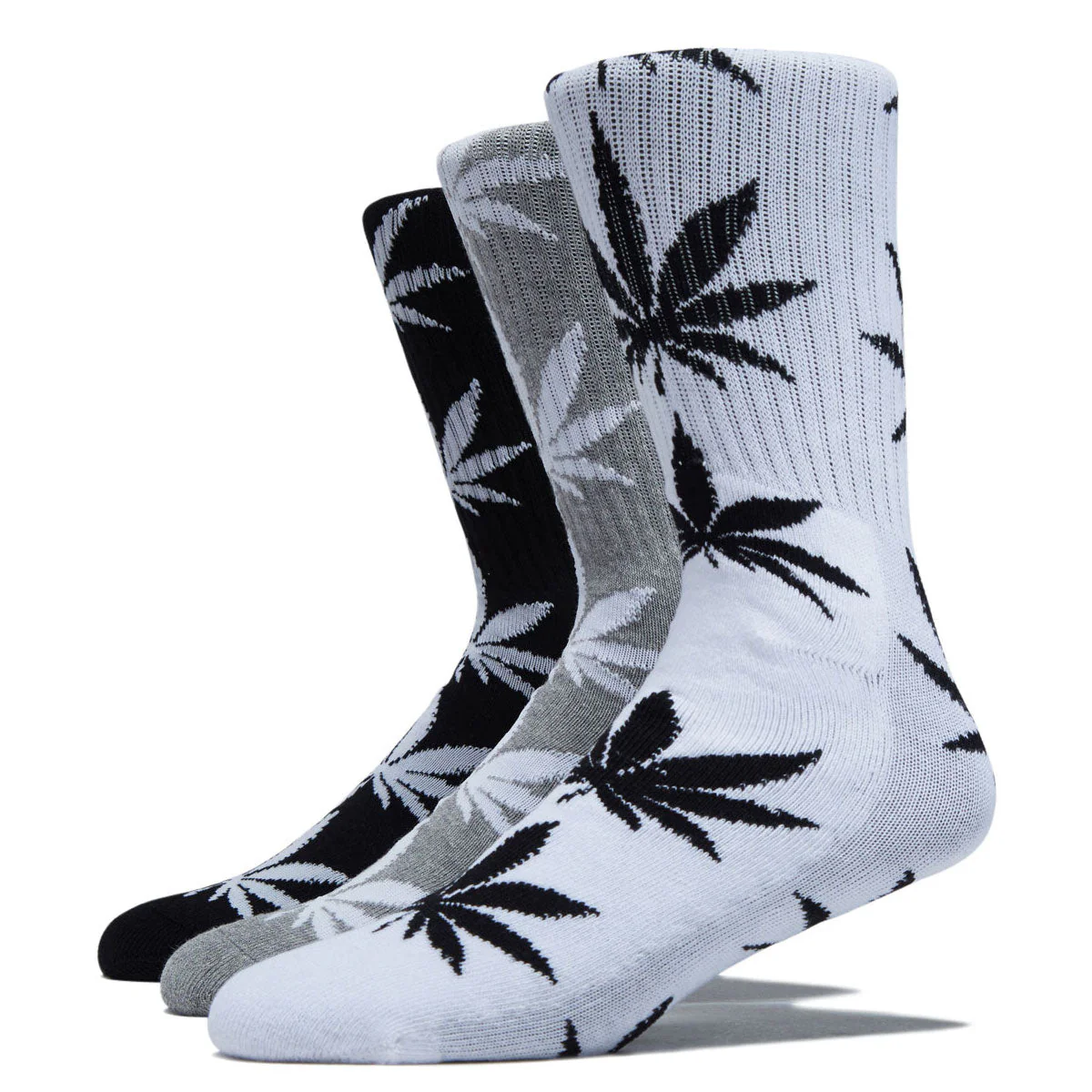 HUF Plantlife 3 Pack Of Socks - White/Black/Heather