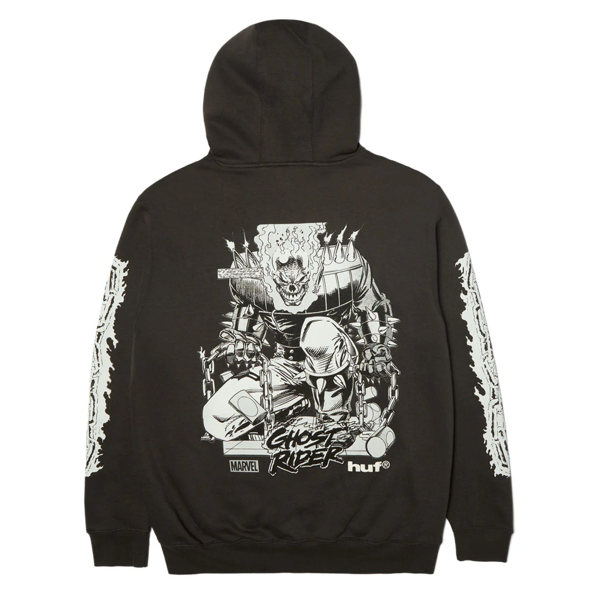 HUF x Marvel Ghost Rider Hoodie - Washed Black - Image 2