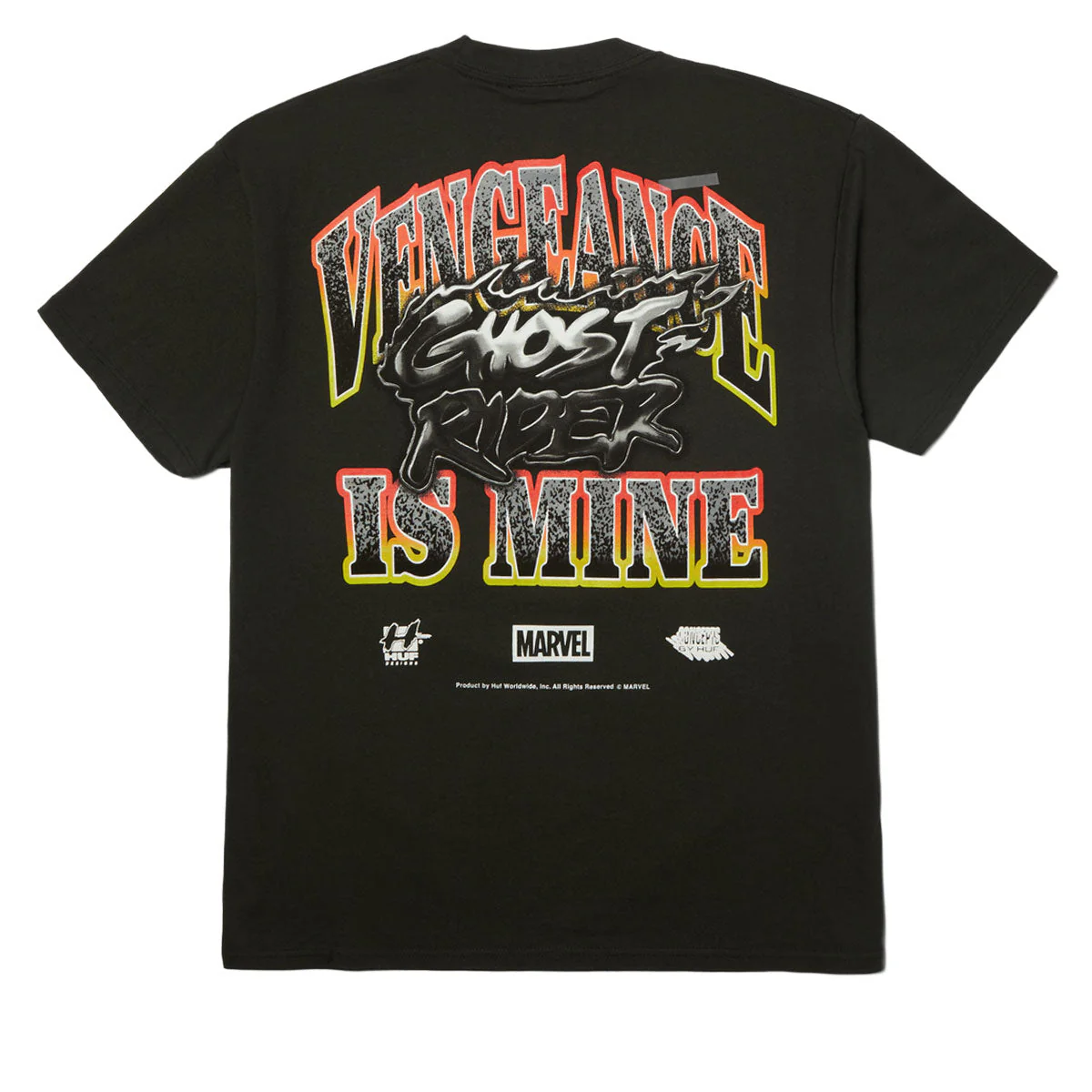 HUF x Marvel Ghost Rider Vengeance T-Shirt - Washed Black - Image 2