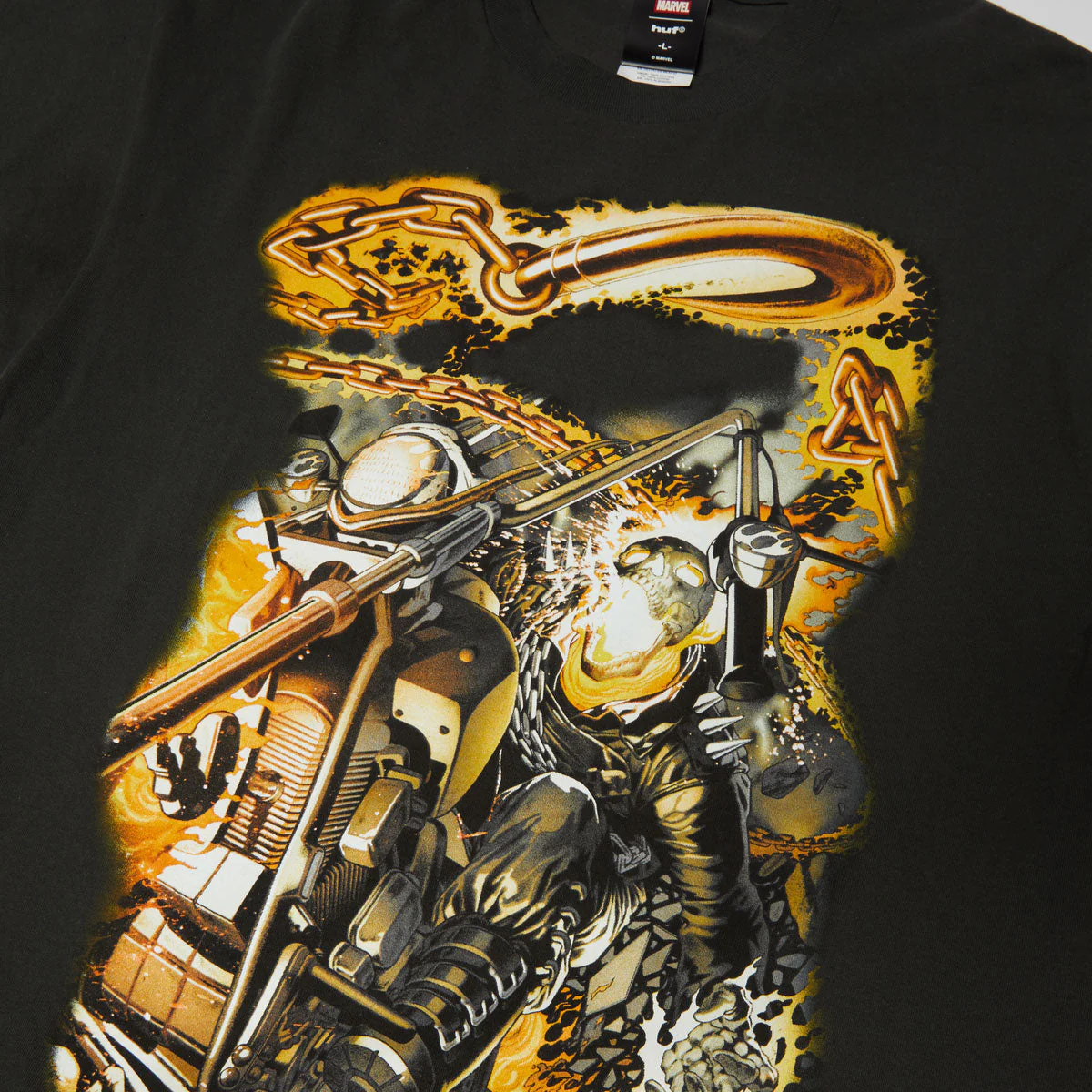 HUF x Marvel Ghost Rider Vengeance T-Shirt - Washed Black - Image 3