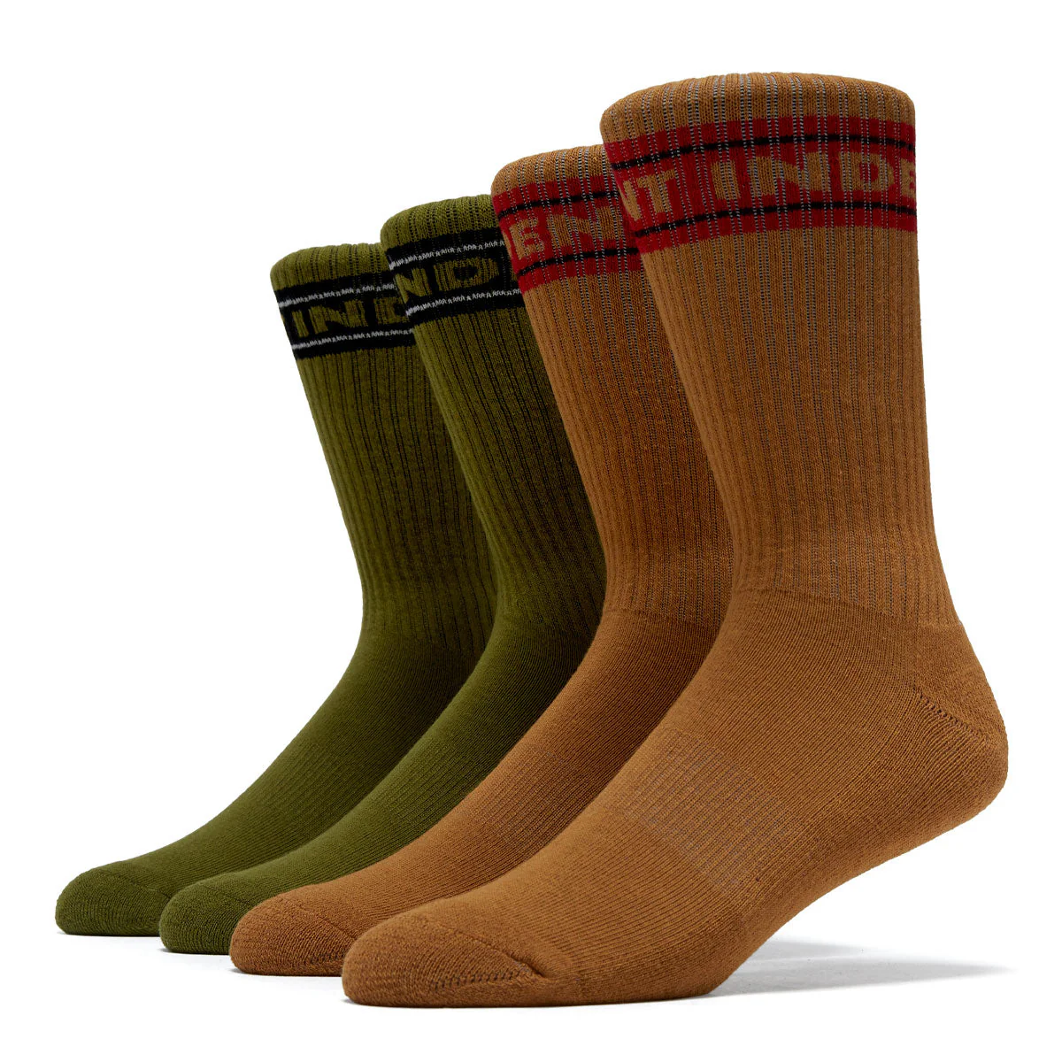 Independent Bar Logo Crew 2 Pack Of Socks - Sand/Army