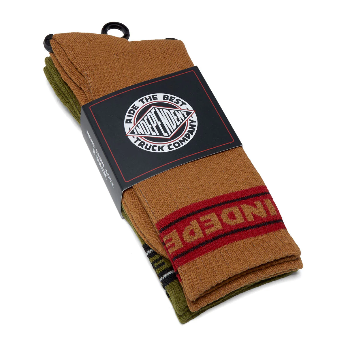 Independent Bar Logo Crew 2 Pack Of Socks - Sand/Army - Image 2