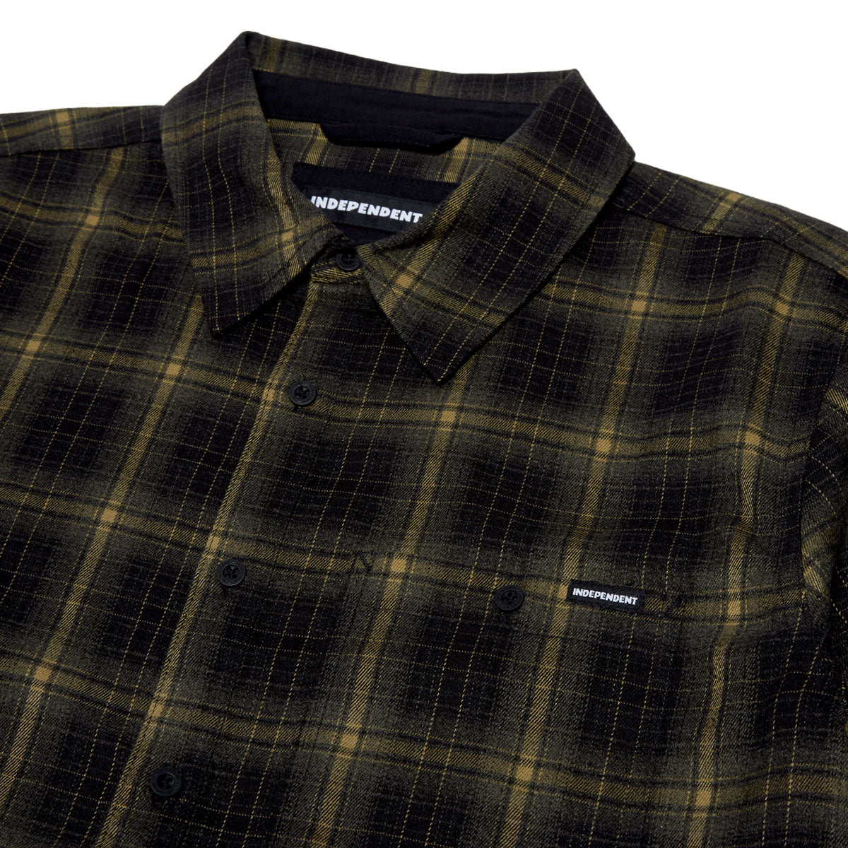 Independent Belmont Short Sleeve Flannel Shirt - Black/Tan - Image 3
