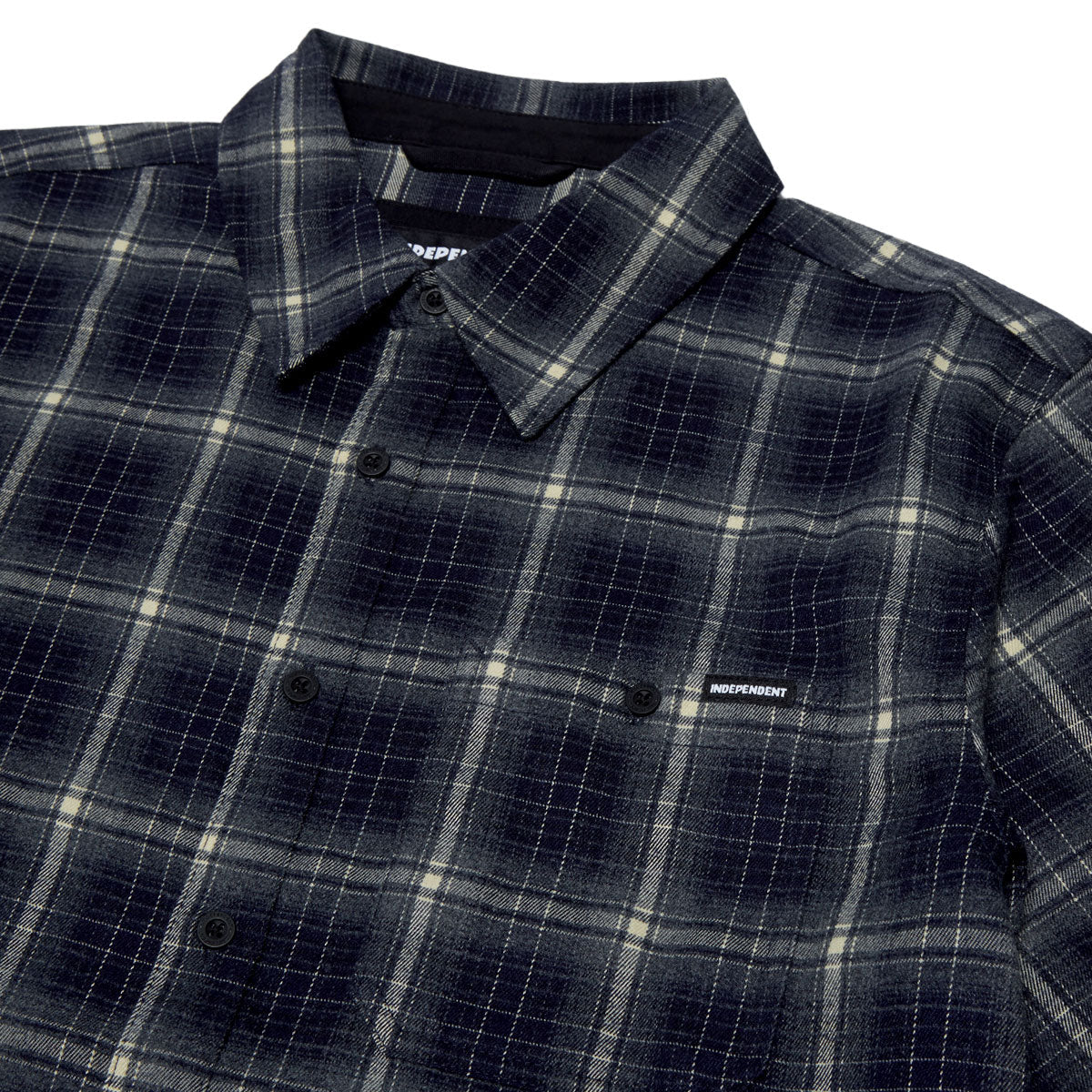 Independent Belmont Short Sleeve Flannel Shirt - Navy/White - Image 3