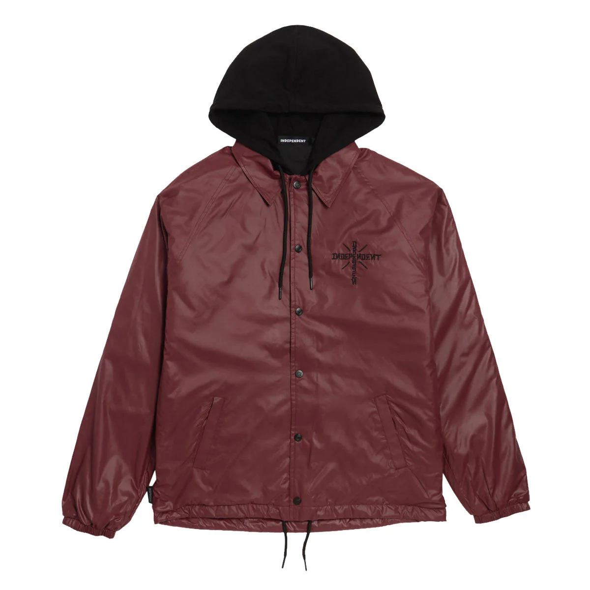Independent Dressen Skull Rose Hooded Windbreaker Jacket - Burgundy