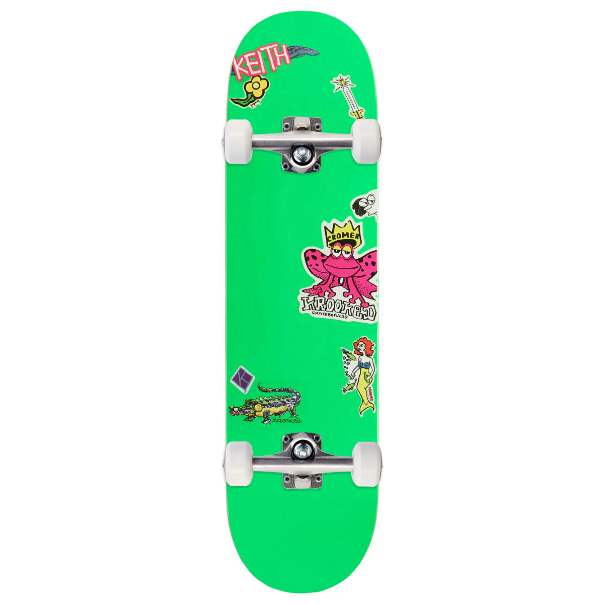 Krooked Cromer Neon Sticker Skateboard Complete - Green - 8.25"