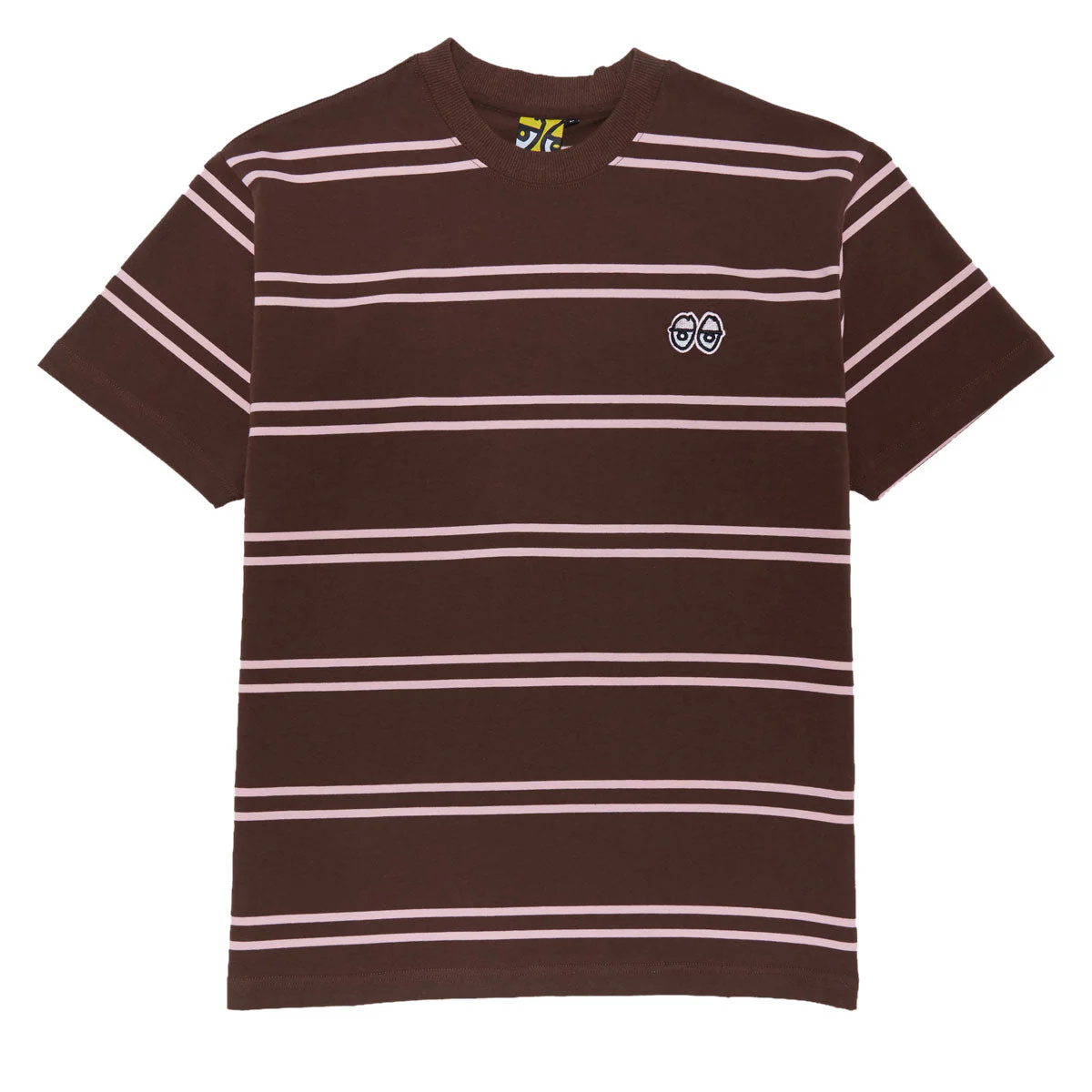 Krooked Eyes Emb Stripe T-Shirt - Brown/Pink/Black/White