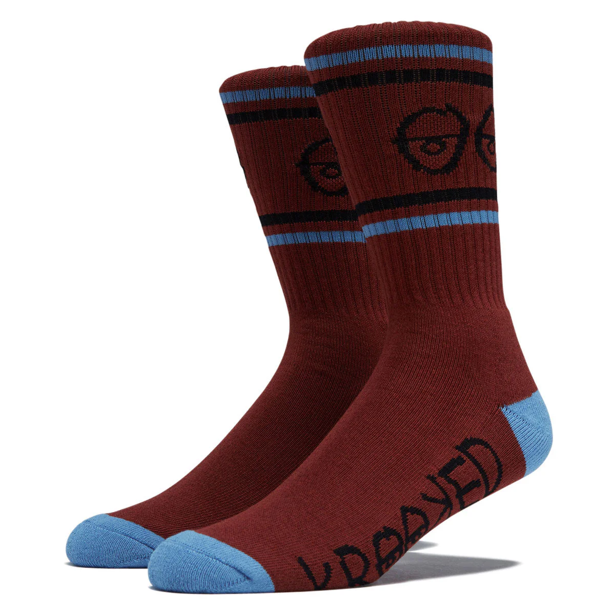 Krooked Eyes Socks - Dark Red/Blue/Black