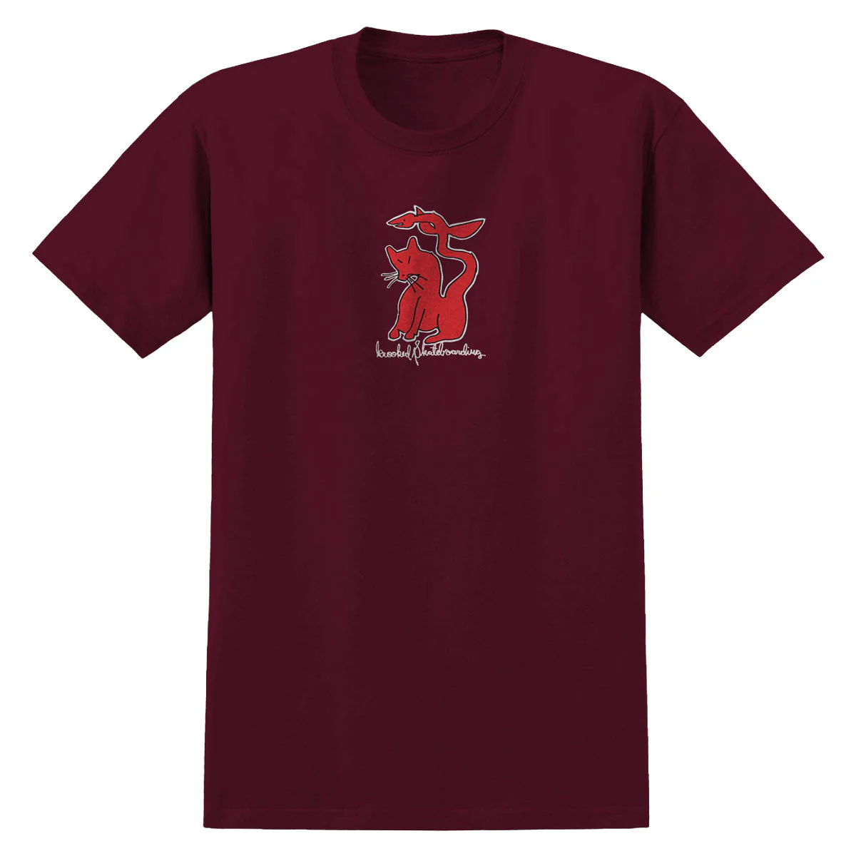 Krooked Kat Serpent T-Shirt - Burgundy/Red/White/Black