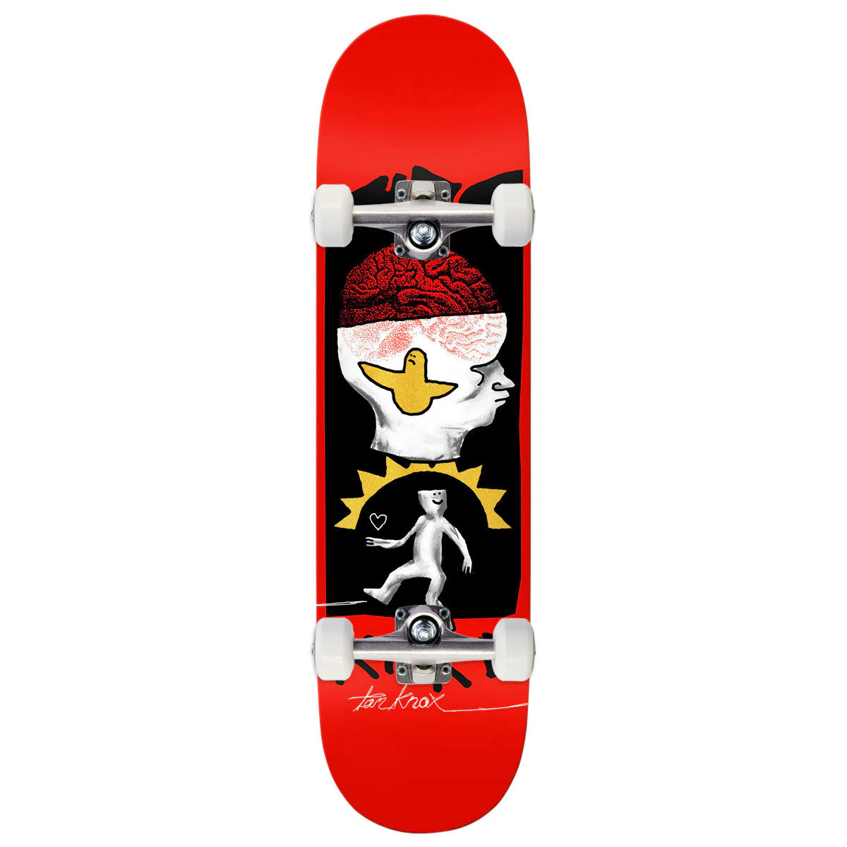 Krooked Knock Brain And Bird Skateboard Complete - Orange - 8.50"