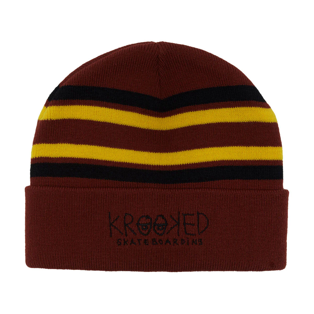 Krooked Eyes Beanie - Dark Red/Gold/Black