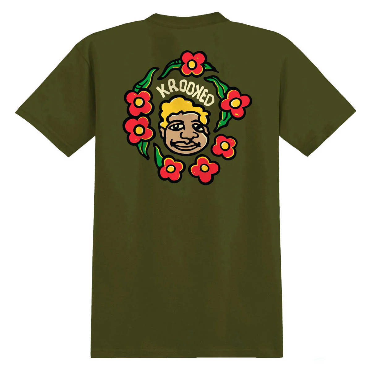 Krooked MG T-Shirt - Military Green/Black/Multi Color