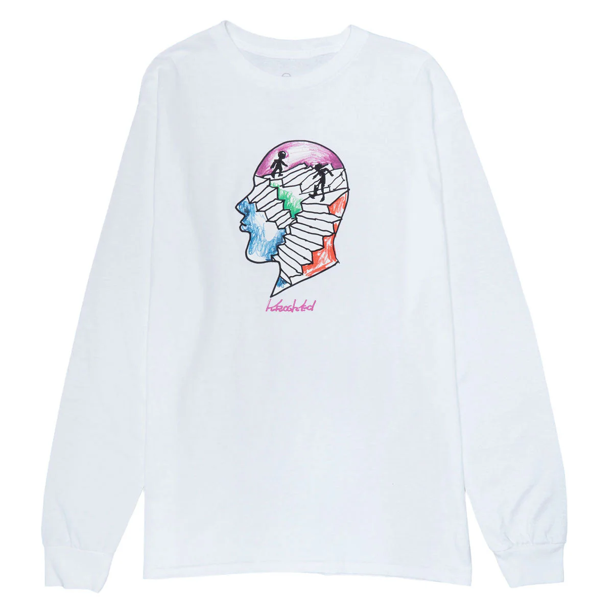 Krooked Stairs Long Sleeve T-Shirt - White/Multi Color