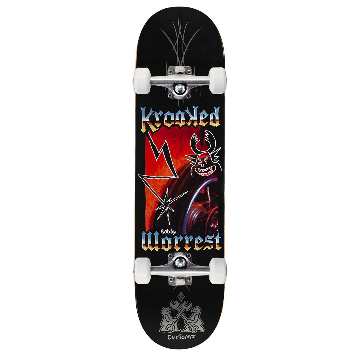 Krooked Worrest Chrome Zone Twin Tail Skateboard Complete - Black - 8.30"