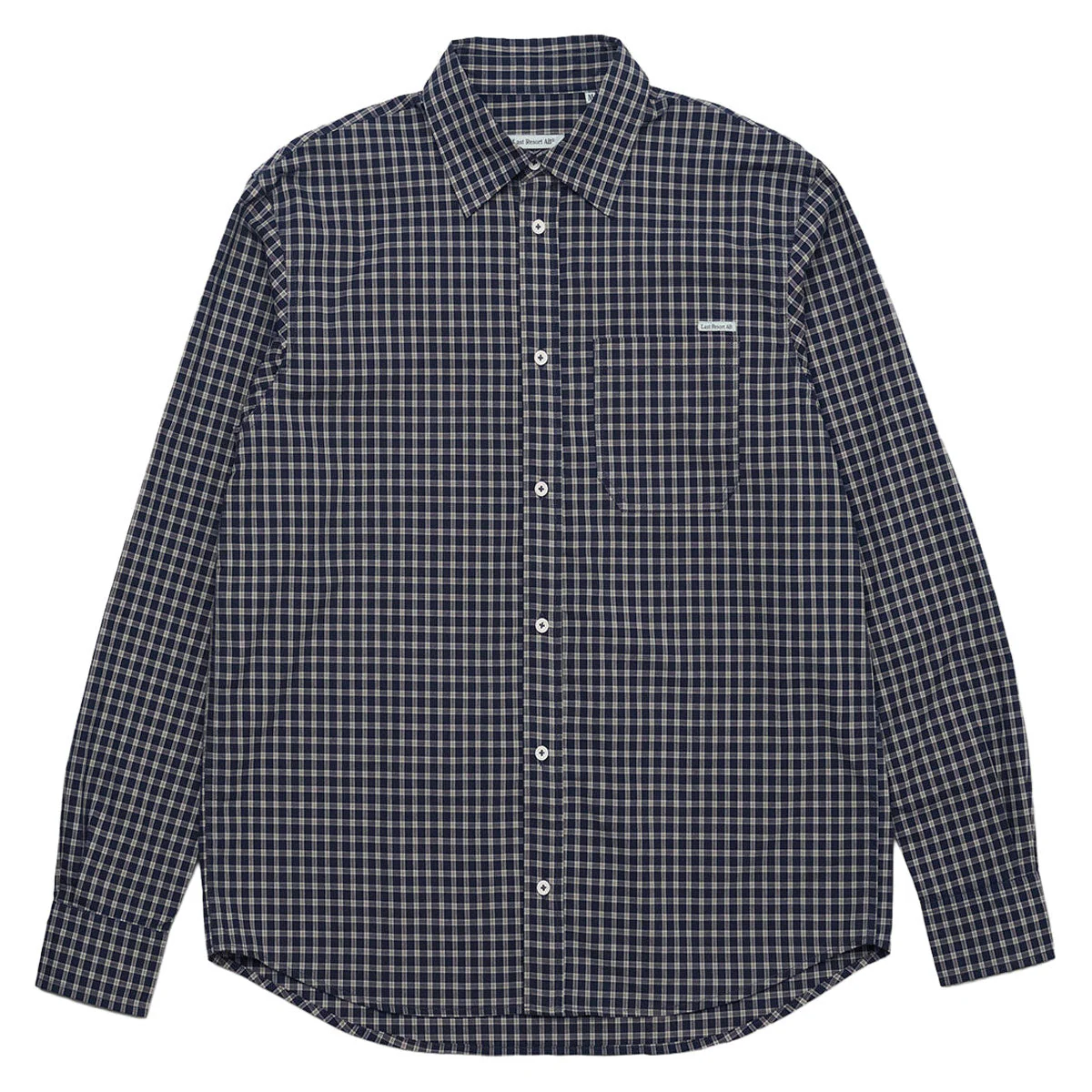 Last Resort AB OG Long Sleeve Shirt - Navy/Grey Check - Image 4